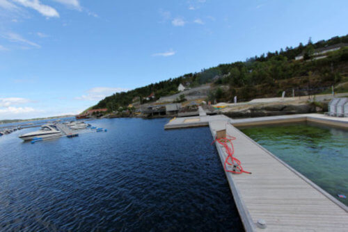 Det er her den nye EZ Dock løsningen skal installeres ved Kragerø Resort.